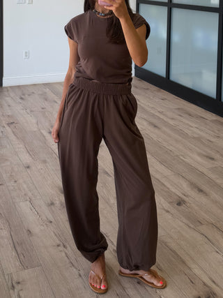 Birdie Crossover Two Piece Set | Chocolate