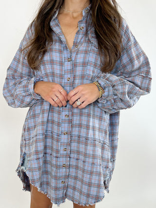 Stone Cliff Plaid Tunic | Peri Blue | +Plus Available | RESTOCK