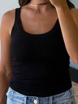 Scoop Essential Ribbed Tank | Black | +Plus Available | RESTOCK