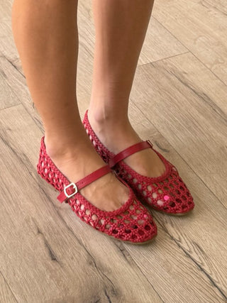 Montez Woven Mary Jane Flats | Red
