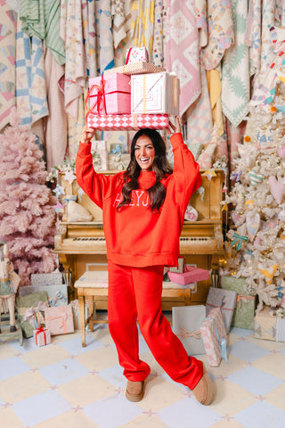 Wide-Leg Sweatpants | Red | +Plus Available