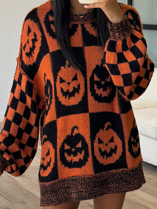 Oversized Checkered Pumpkin Sweater | FINAL SALE