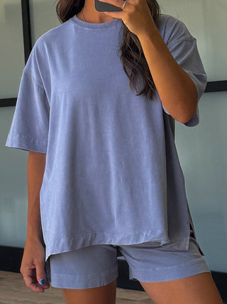 Roam Tee + Shorts Set | Misty Blue