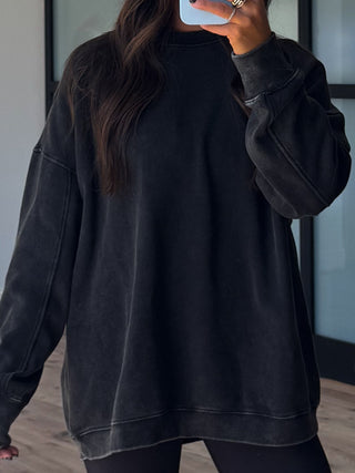 Oak Park Mineral Wash Pullover | Washed Black