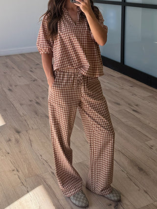 Bodhi Plaid Wide-Leg Pants | Caramel