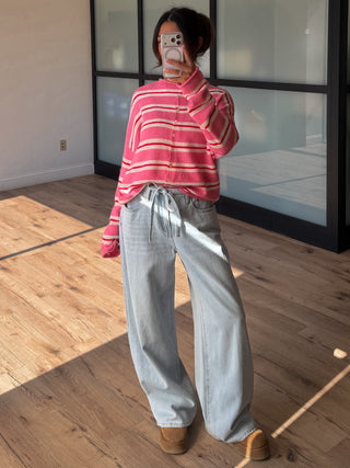 Isla Varsity Stripe Cardigan | Bubbleberry