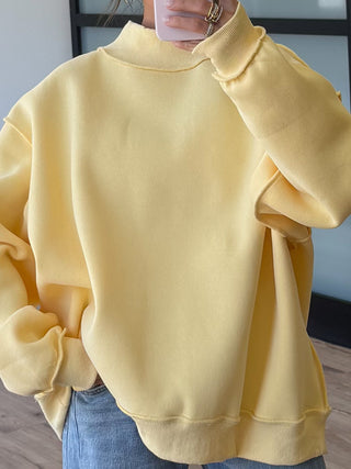 Inside-Out Mock Neck Sweatshirt | Canary