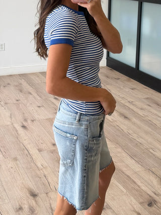 On With It Stripe Tee | Blue