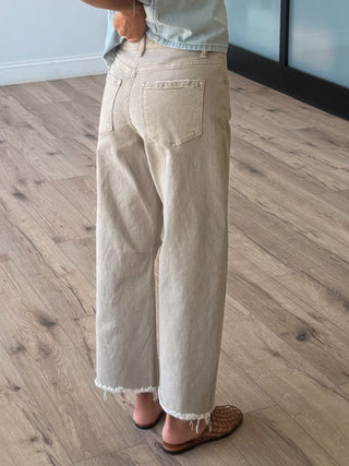 Cinder Wide Fray Hem Jeans
