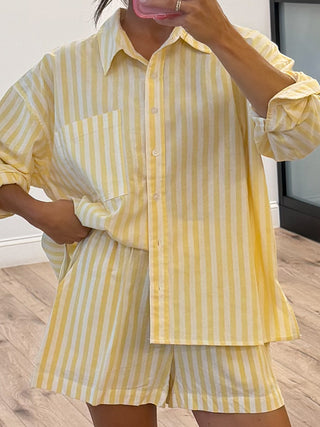 Rian Stripe Button-Down | Lemon | RESTOCK