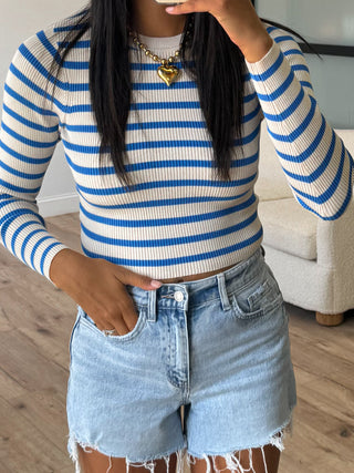 Lenny Stripe Crop Top | Blue | FINAL SALE