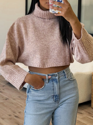 Remy Crop Turtleneck Sweater | Mauve | FINAL SALE