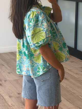 Copacabana Puff Sleeve Blouse | Tropical Laguna