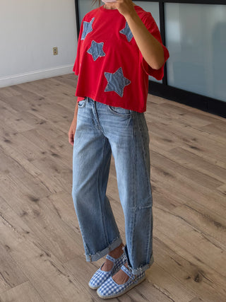 Starburst Patch Tee | Cherry