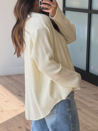 Averi Waffle Knit Top | Vanilla