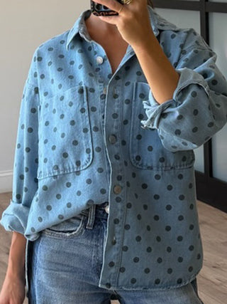 Cavi Polka Dot Denim Shacket