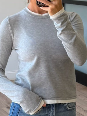 Think Twice Layered Knit Top | Grey