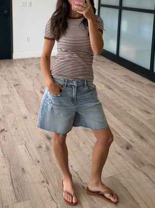 On With It Stripe Tee | Chocolate
