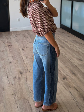 Bodhi Plaid V-Neck Blouse | Bordeaux