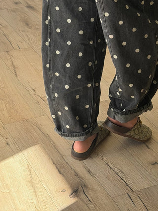 Lucy Polka Dot Barrel Jeans | Black