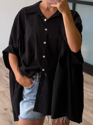 Nia Cotton Swing Top | Black