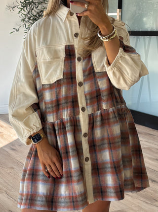 Asheville Plaid Tiered Tunic | Rust