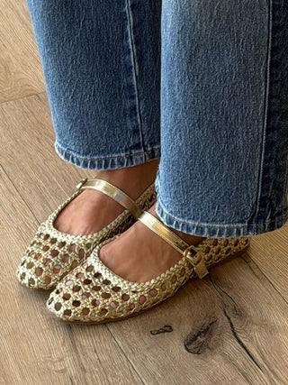 Montez Woven Mary Jane Flats | Gold