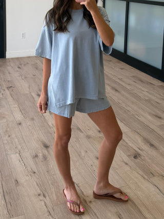 Field Day Tee + Shorts Set | Dusty Blue
