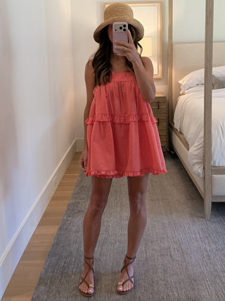 Yara Gingham Tunic Top | Peach