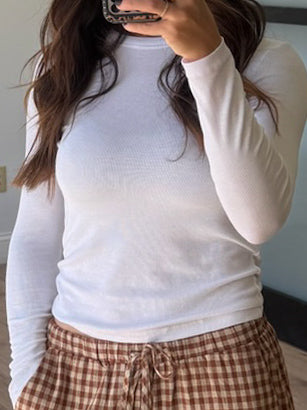 Cropped Essential Ribbed Long Sleeve | White | RESTOCK
