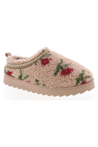 Kids Snowdrop Slides | Taupe/Red