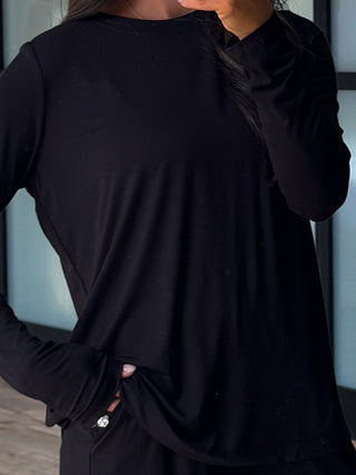 Easy Mode Long Sleeve Top | Black | +Plus Available