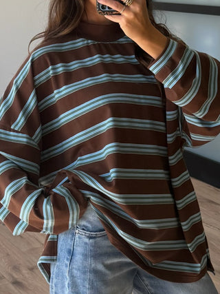 Right In Line Mock Neck Top | Cocoa Sea
