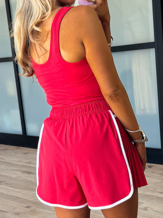 Pleat Street Shortsie | Cherry