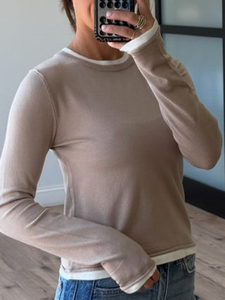 Think Twice Layered Knit Top | Mocha
