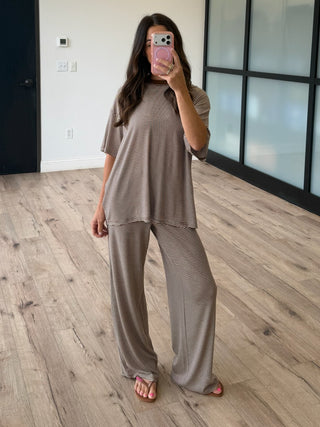 On Repeat Stripe Oversized Tee | Latte | RESTOCK