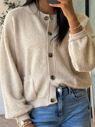 Josie Button Cardigan | Oat