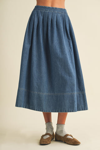 Full Fade Denim Midi Skirt