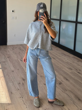 Lennox Short Sleeve Knit Cardigan | Grey
