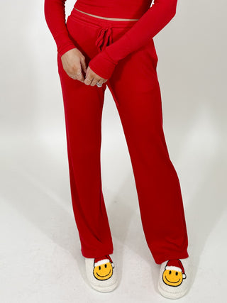 Downtime Ribbed Lounge Pants | Cherry | +Plus Available | FINAL SALE