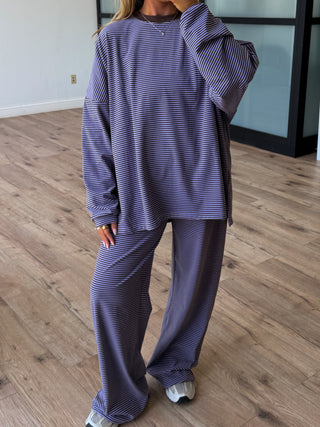 Just Lounging Brush Knit Pants | Lavender Mocha