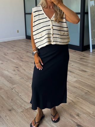 Harbor Lines Button Knit Top