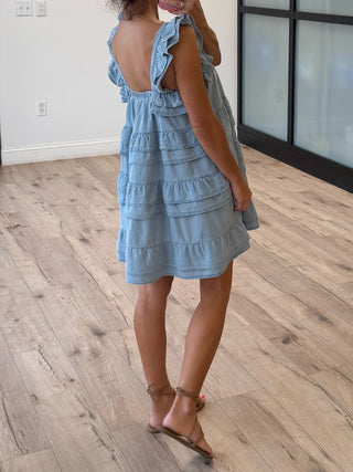 Harper Ruffle Tiered Denim Dress