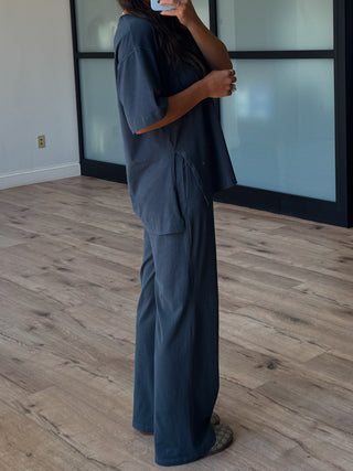 Loungeful Tee + Pants Set | Smoky Blue