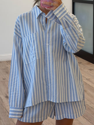 Rian Stripe Button-Down | Sky Blue | RESTOCK
