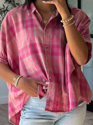 Touch Of Fall Plaid Top | Pink