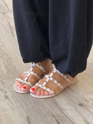 Studded Jelly Cage Sandal | Natural