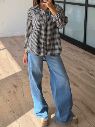 Archie Gingham Button-Down Blouse