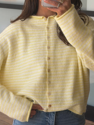 Isla Cardigan | Mini Striped Lemon | RESTOCK