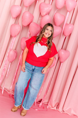 Big Heart Knit Top | +Plus Available